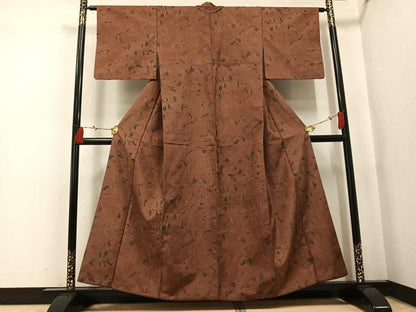平和屋着物●上質な小紋　紬地　更紗文　正絹　逸品　AABK9938ph