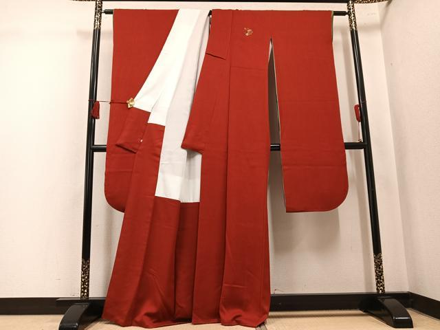 平和屋着物●豪華振袖　色無地　紅樺色　正絹　逸品　AABK9941ph