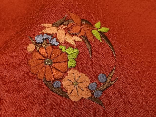 平和屋着物●豪華振袖　色無地　紅樺色　正絹　逸品　AABK9941ph