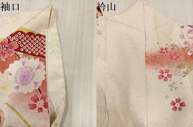 平和屋着物●豪華振袖　花蝶文　暈し染め　金銀彩　銀通し地　正絹　逸品　AABK9943ph