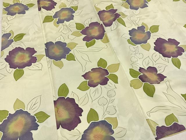 平和屋着物●上質な小紋　地紋起こし　草花文　正絹　逸品　AABK9947ph