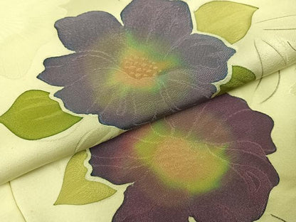 平和屋着物●上質な小紋　地紋起こし　草花文　正絹　逸品　AABK9947ph