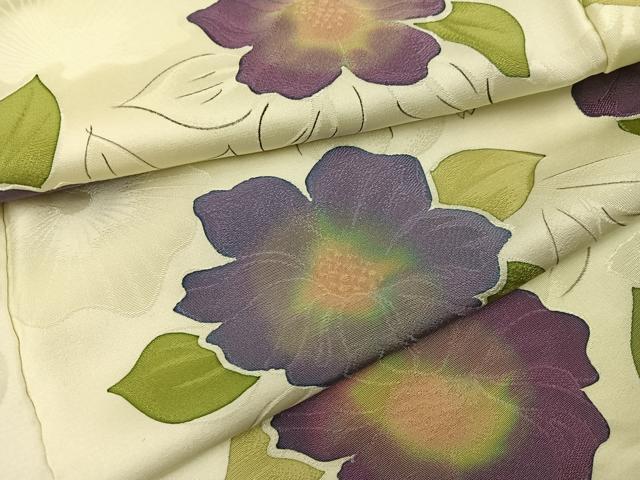 平和屋着物●上質な小紋　地紋起こし　草花文　正絹　逸品　AABK9947ph
