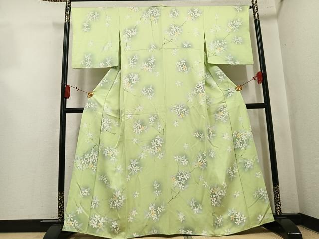 平和屋着物●上質な小紋　手描き　枝花文　暈し染め　正絹　逸品　AABK9948ph