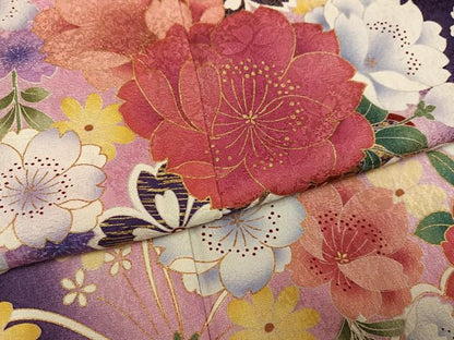 平和屋着物●豪華振袖　舞花文　暈し染め　金彩　正絹　逸品　AABK9952ph