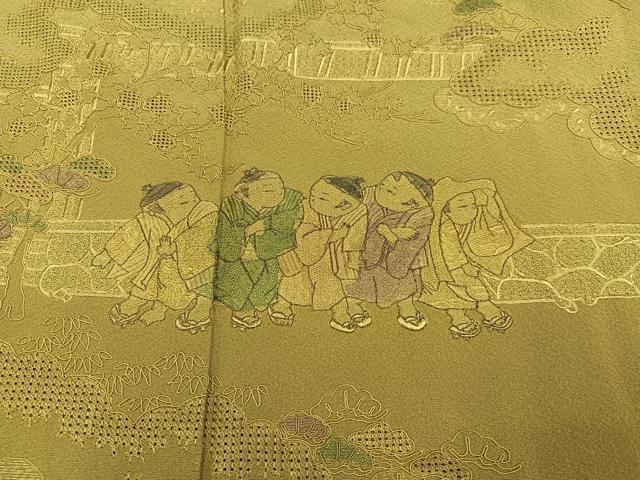平和屋着物●中国三大刺繍　汕頭刺繍　スワトウ刺繍　訪問着　総刺繍　童子遊び　正絹　逸品　AABK9954ph