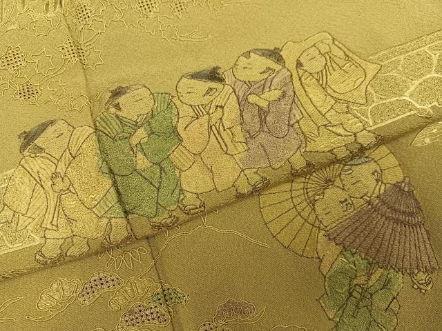 平和屋着物●中国三大刺繍　汕頭刺繍　スワトウ刺繍　訪問着　総刺繍　童子遊び　正絹　逸品　AABK9954ph