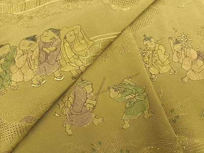 平和屋着物●中国三大刺繍　汕頭刺繍　スワトウ刺繍　訪問着　総刺繍　童子遊び　正絹　逸品　AABK9954ph