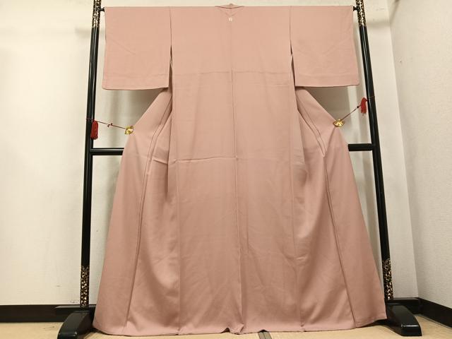 平和屋着物●上質な色無地　舞葉地紋　赤香色　正絹　逸品　AABK9957ph