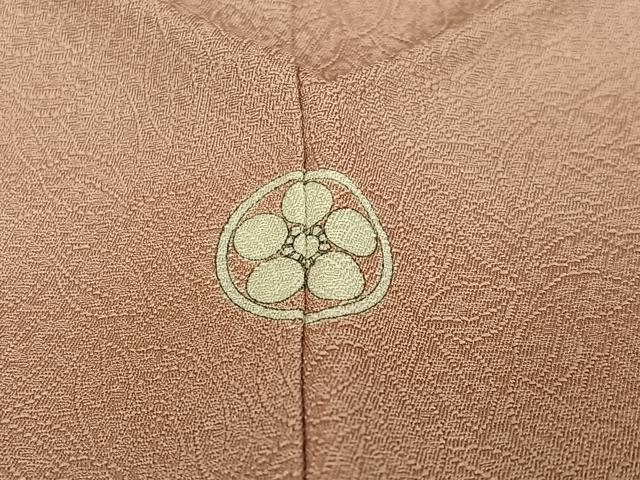 平和屋着物●上質な色無地　舞葉地紋　赤香色　正絹　逸品　AABK9957ph