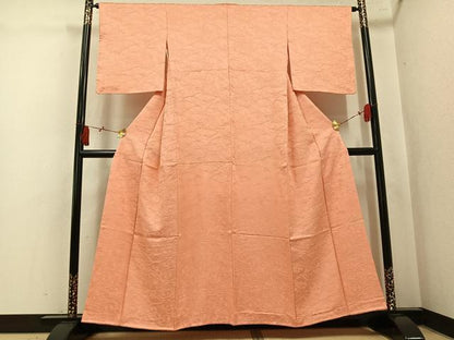 平和屋着物●上質な色無地　唐草地紋　一斤染色　正絹　逸品　未使用　AABK9961ph