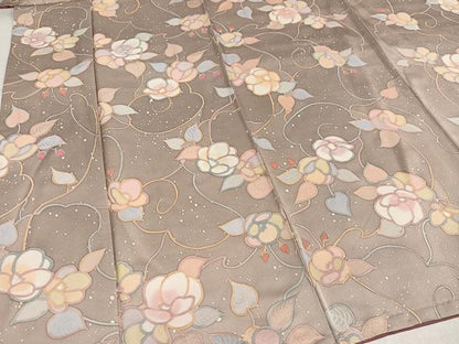 平和屋着物●上質な小紋　地紋起こし　枝花文　正絹　逸品　未使用　AABK9965ph