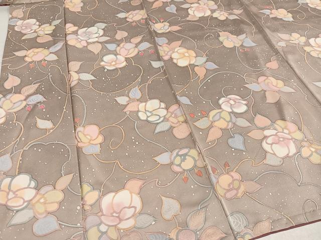 平和屋着物●上質な小紋　地紋起こし　枝花文　正絹　逸品　未使用　AABK9965ph