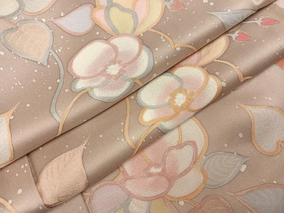 平和屋着物●上質な小紋　地紋起こし　枝花文　正絹　逸品　未使用　AABK9965ph