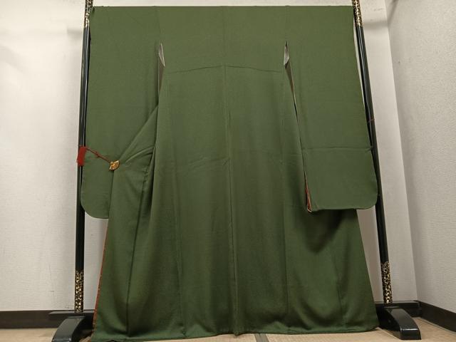 平和屋着物●豪華振袖　色無地　藍海松葉色　鈴乃屋扱い　正絹　逸品　AABK9967ph