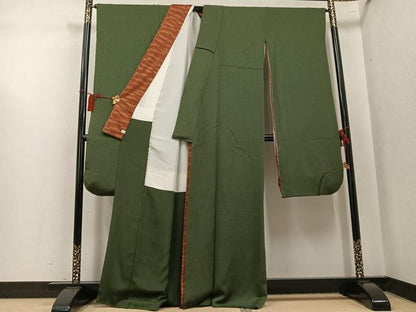 平和屋着物●豪華振袖　色無地　藍海松葉色　鈴乃屋扱い　正絹　逸品　AABK9967ph