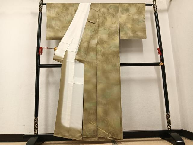 平和屋着物●上質な小紋　風景樹林地紋　暈し染め　正絹　逸品　AABK9969ph