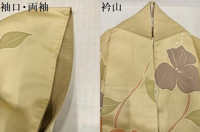 平和屋着物●上質な小紋　地紋起こし　枝花文　正絹　逸品　AABK9975ph
