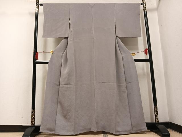 平和屋着物●江戸小紋　彫士：住田双光・染士：服部光擴　極小鮫小紋柄　鬼しぼ縮緬　正絹　逸品　AABK9985ph