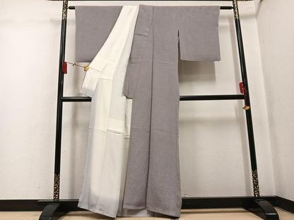 平和屋着物●江戸小紋　彫士：住田双光・染士：服部光擴　極小鮫小紋柄　鬼しぼ縮緬　正絹　逸品　AABK9985ph