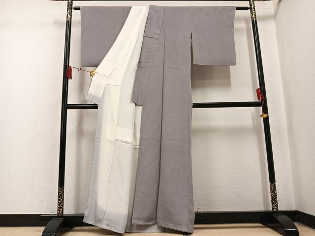 平和屋着物●江戸小紋　彫士：住田双光・染士：服部光擴　極小鮫小紋柄　鬼しぼ縮緬　正絹　逸品　AABK9985ph