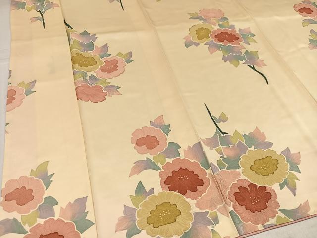 平和屋着物●上質な小紋　地紋起こし　草花文　正絹　逸品　AABK9987ph