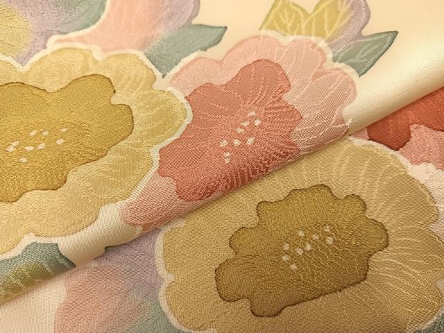 平和屋着物●上質な小紋　地紋起こし　草花文　正絹　逸品　AABK9987ph