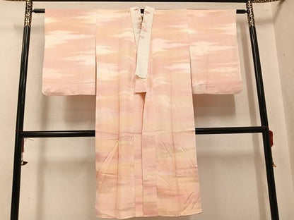 平和屋着物●長襦袢　袷　作家物　霞地紋　暈し染め　半衿刺繍　正絹　逸品　AABK9988ph