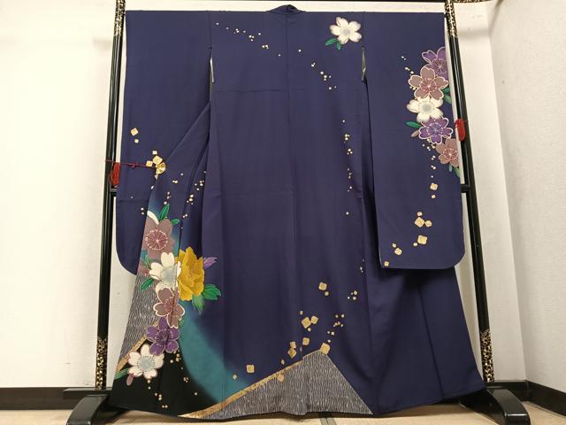 平和屋着物●豪華振袖　舞花文　暈し染め　金彩　正絹　逸品　AABK9990ph