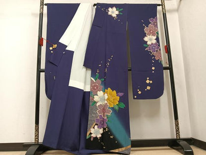 平和屋着物●豪華振袖　舞花文　暈し染め　金彩　正絹　逸品　AABK9990ph