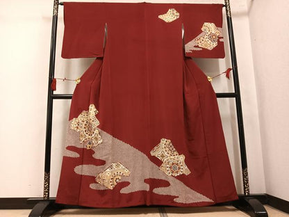 平和屋着物●訪問着　舞花文　金彩　正絹　逸品　AABK9992ph