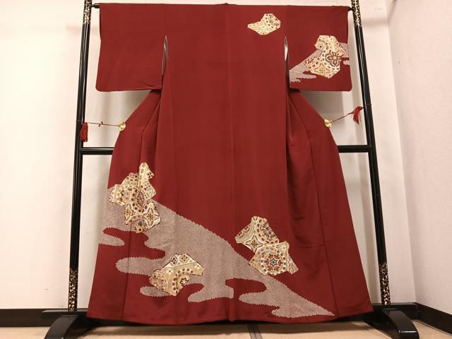 平和屋着物●訪問着　舞花文　金彩　正絹　逸品　AABK9992ph