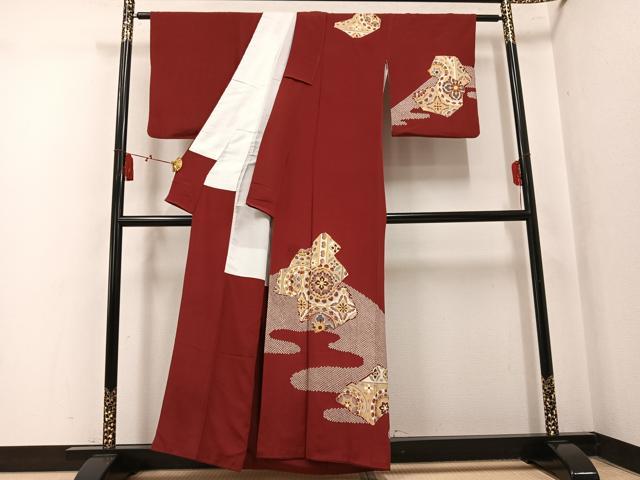 平和屋着物●訪問着　舞花文　金彩　正絹　逸品　AABK9992ph