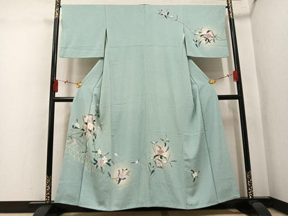 平和屋着物●訪問着　友禅　枝花文　暈し染め　三越扱い　正絹　逸品　AABK9993ph