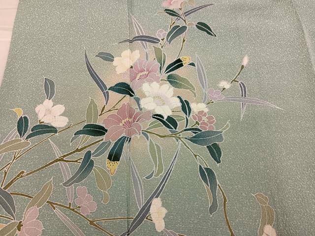 平和屋着物●訪問着　友禅　枝花文　暈し染め　三越扱い　正絹　逸品　AABK9993ph