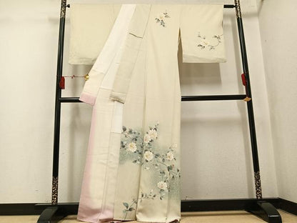 平和屋着物●訪問着　枝花文　暈し染め　金彩　正絹　逸品　AABK9997ph