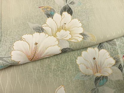 平和屋着物●訪問着　枝花文　暈し染め　金彩　正絹　逸品　AABK9997ph
