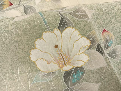平和屋着物●訪問着　枝花文　暈し染め　金彩　正絹　逸品　AABK9997ph