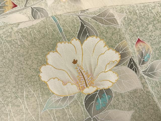 平和屋着物●訪問着　枝花文　暈し染め　金彩　正絹　逸品　AABK9997ph