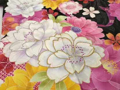平和屋着物●豪華振袖　刺繍　雪輪花文　金銀糸　金彩　銀通し地　正絹　逸品　AABL0001ck