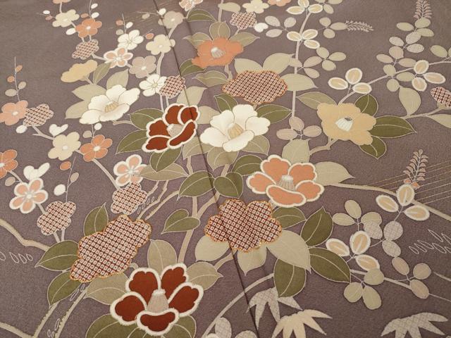 平和屋着物●訪問着　駒刺繍　立波花文　暈し染め　金彩　正絹　逸品　AABL0002ck