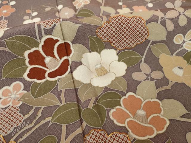 平和屋着物●訪問着　駒刺繍　立波花文　暈し染め　金彩　正絹　逸品　AABL0002ck