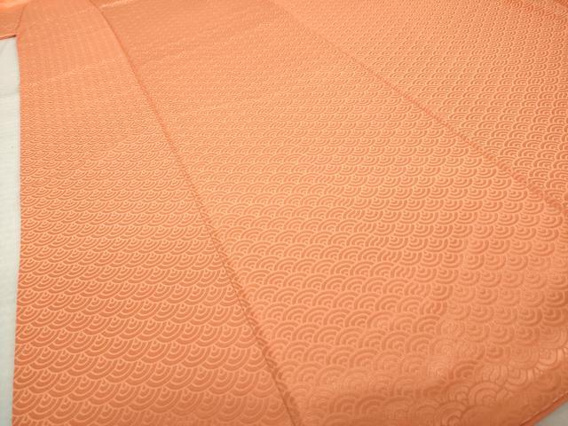 平和屋着物●上質な色無地　青海波地紋　肉桂色　正絹　逸品　AABL0003ck