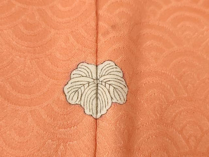 平和屋着物●上質な色無地　青海波地紋　肉桂色　正絹　逸品　AABL0003ck