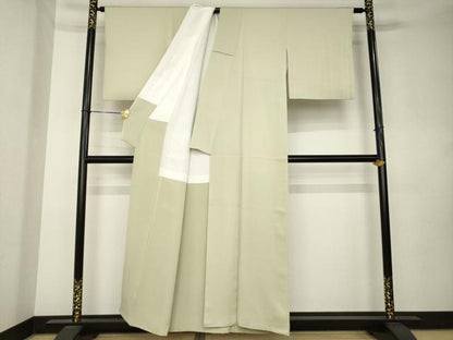 平和屋着物●上質な色無地　作家物　砂色　正絹　逸品　AABL0004ck