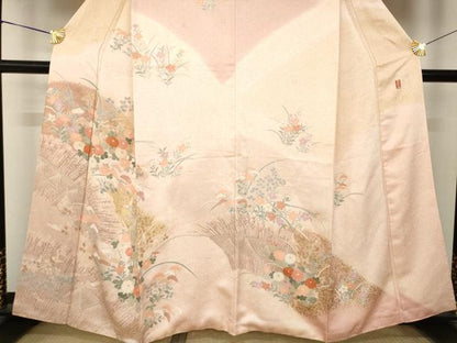 平和屋着物●訪問着　刺繍　慶彩小袖　花籬文　金彩　正絹　逸品　AABL0005ck