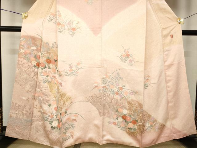 平和屋着物●訪問着　刺繍　慶彩小袖　花籬文　金彩　正絹　逸品　AABL0005ck