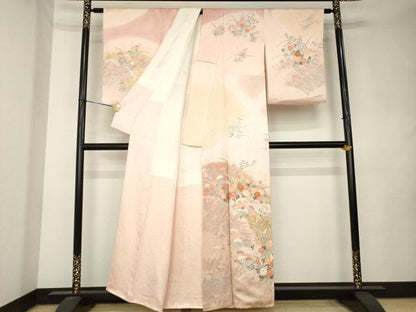 平和屋着物●訪問着　刺繍　慶彩小袖　花籬文　金彩　正絹　逸品　AABL0005ck