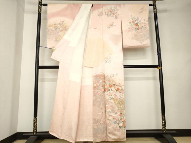 平和屋着物●訪問着　刺繍　慶彩小袖　花籬文　金彩　正絹　逸品　AABL0005ck