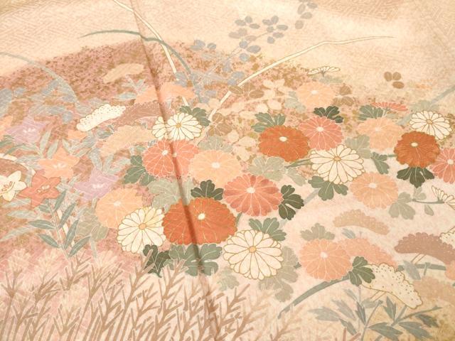 平和屋着物●訪問着　刺繍　慶彩小袖　花籬文　金彩　正絹　逸品　AABL0005ck